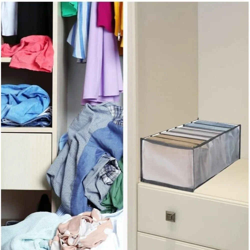 New in box 2 piece Organization Storage with 7 grids for jeans & T shirts - Picture 2 of 12